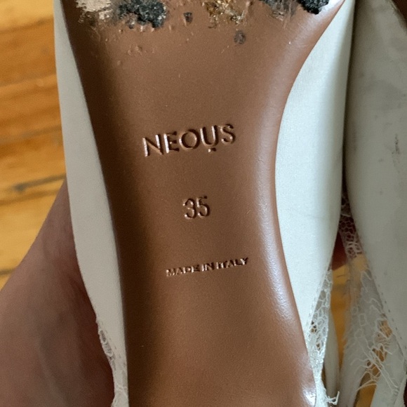 Neous Irena White Lace Slingback kitten pointy toe heels bride bridal shoes - Picture 8 of 8